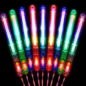 LEDライトスティック12pcsフラッシュワンドの輝く応援杖マルチカラー音楽コンサートパーティーのためのストラップとランヤード230605