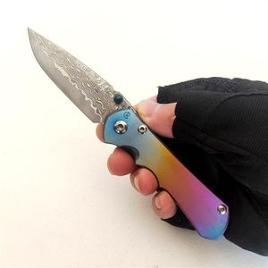 Limited Custom Version Chris Reeve Knives Inkosi Colorful TC4 Titanium Handle Damascus Folding Knife Perfect Pocket EDC Outdoor Ta300K