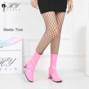 Stiefel Heiße Verkäufe Sexy Cosplay 60er 70er GOGO Stiefel Frauen Mode Frühling Herbst Schuhe Vintage Kalb Booty Unisex Z0605