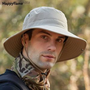 Men's Panama Fisherman Hat Summer Mesh Breathable Sun Caps Camping Hiking Anti-UV Visor Hats Short Brim Cowboy Bucket Hat New L230523