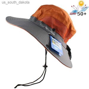 Utomhusfiskare Upf 50+ Sun Hat Bucket Summer Men Women Fishing Boonie Hat Sun UV Protection Long Lare Wide Brim Bob vandring L230523