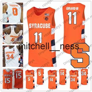 Mit8 NCAA Syracuse Orange #5 Jalen Carey 11 Joseph Girard III 14 Jesse Edwards 34 Bourama Sidibe 12 Brendan Paul White College Basketball Jersey