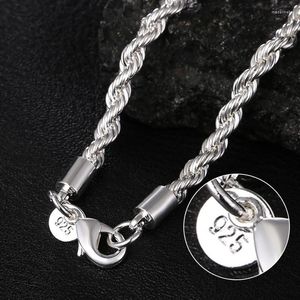 Chains ONLYICE 925 Sterling Silver 16/18/20/22/24 Inch 4MM Rope Chain Necklace For Woman Man Fashion Charm Wedding Jewelry Gift