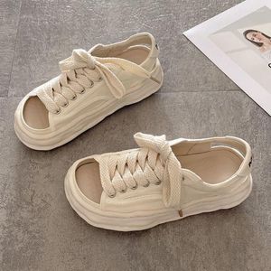 Sandals Apanzu Women Ladies Comfortable Shoes Women's Summer Peep Toe Versatile Casual Canvas Lace Up Flats
