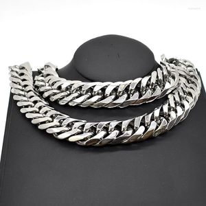 Necklace Earrings Set AMUMIU 40-90cm Cuban Chunky Heavy Chain 22cm Bracelet Stainless Steel Jewelry For Men Women Wholesale HTZ174