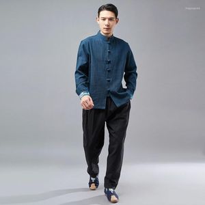 Roupas étnicas tradicionais chinesas para homens roupas cheongsam shanghai tang terno kungfu masculino vintage camisas orientais 12079