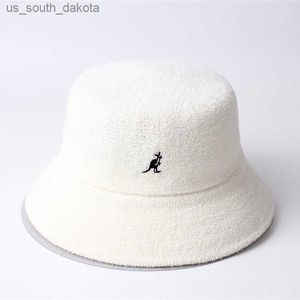 Kangol düz renkli havlu malzemesi balıkçı şapkası kadın ve erkekler için bahar sonbahar hip hop trend çift gündelik kova şapkası unisex l230523