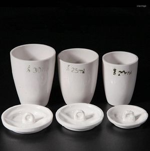 3 pçs/lote 20ml 25ml 30ml vaso de reação cadinho volátil cerâmica volatilização com tampa para aparelhos de laboratório