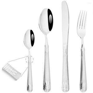 Dinnerware Sets 24Pcs/Set Silver Set Vintage Knife Fork Spoon Cutlery 304 Stainless Steel Tableware Western Kitchen Flatware