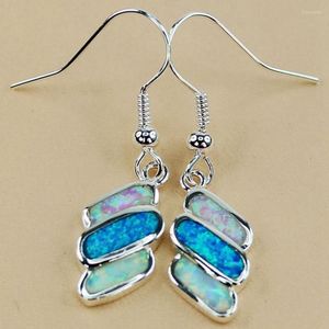 Серьги Fleure Flure Esme Fancy Chargin Wedding для женщин мужские подарки Drop Blue Pink Blete Mix Fire Opal Rhodium Plated R3586