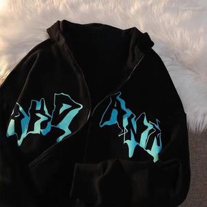 Erkek Ceket Hip Hop Komik Mektup Baskı Y2K Gotik Sokak Giyim Çift Erkek Kadın Hoody Coats Zip Hoodies Sweatshirtler