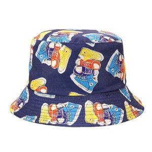 Cappelli a tesa larga LDSLYJR Scarpe in cotone Pescatore a secchiello stampato Cappello da sole per uomo e donna da viaggio all'aperto 426 G230603