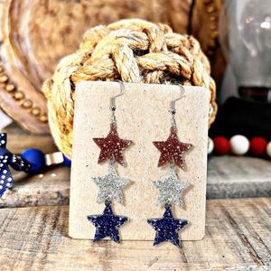 Hoop Earrings Independence Day Fourth Of July Acrylic Love And Peace National Flag Glittering Ear Ring Pack For Women Studs Set