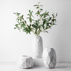 Вазы Nordic INS Ceramic Vase Coremer Simple Living Room Desktop Высушенные цветочные цветочные мраморные плоские клетки дома