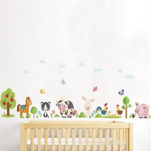 Lovely Animals Farm Wall Stickers Home Decoration Kids Room Bedroom Cow Horse Pig Chicken Mural Art Diy Pvc Wall Decal