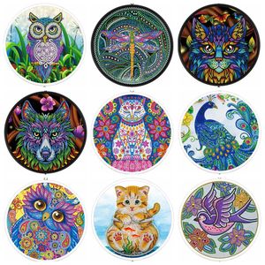 Stitch Round Framed Tassel Diamond Painting Animal Owl Flowers Painting By Numbers Scenery Diamond Mosaic With Frame
