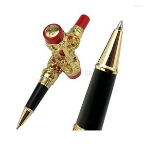 Jinhao Classic Dragon Phoenix Rollerball Pen Metal Carving Embossing Heavy Golden & Red For Office School Home