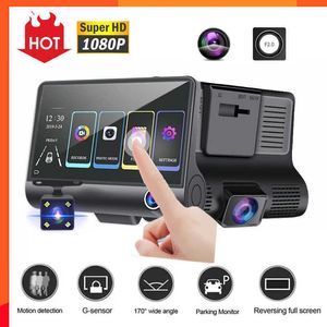 New 3 Lens Driving recorder 4" Touch Screen 1080P Car DVR Dash Cam Video Recorder with G-sensor Motion Detection Parking Guard