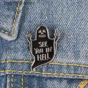 Pins Brooches Personalized and creative new black cat ghost disdains gesture brooch pins T230605