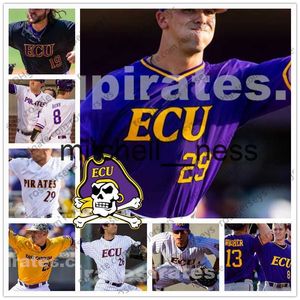 MIT8 ECU East Carolina Korsanları #4 Lane Hoover 10 Brady Lloyd 21 Thomas Francisco 29 Jake Kuchmaner 35 Bryson Worrell NCAA Koleji Beyzbol Forması