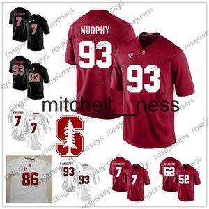 Mit8 NCAA Stanford Cardinal # 7 John Elway Ty Montgomery 52 David DeCastro 70 Andrus Peat 93 Trent Murphy vermelho preto branco camisa de futebol aposentado