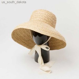 女性のための女性のワイドブリムラフィアバケツハットバケーションビーチSTRハットサマーサンハットレディースホリデーUV保護帽子卸売l230523