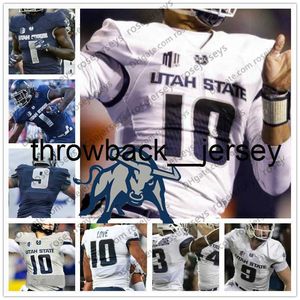 Thr Custom Utah State Aggies 2019 Футбол Любое название номера темно -синий серой белый 10 Любовь 16 Натан 9 Бобби Вагнер 54 Джерси 4xl