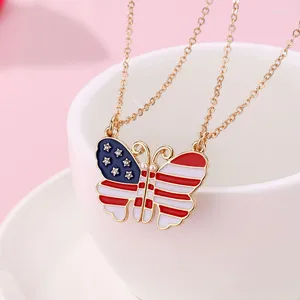 Chains Lovecryst 2Pcs/set Drip Oil Butterfly Magnetic Pendant Friend Necklace For Girls BFF Friendship Jewelry Gift