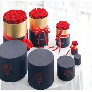 Dekorative Blumen Überraschung Souvenir Ewige rote Rose für immer Luxus dauerhafte Blumenumarmung Eimer Geschenkbox Valentinstag