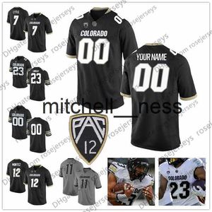 Mit8 Custom Colorado Buffaloes 2019 Football Any Name Number Black Grey White #12 Steven Montez 23 Phillip Lindsay Shenault Men Youth Jersey 4XL