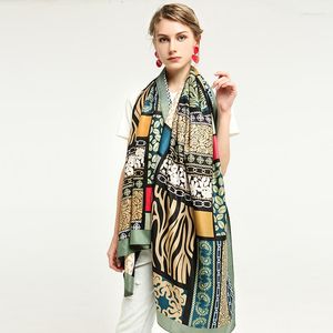 Scarves 2023 Winter Twill Blended Window Printing For Women Satin Hijab Scarf Female Fashion Shawl Scarfs Ladies