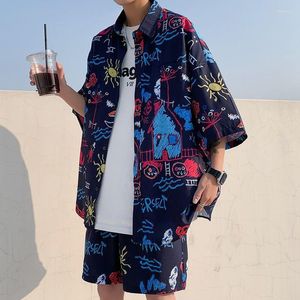 Tute da uomo Set estivo Pantaloncini da uomo Stampa Camicia hawaiana e abbigliamento da spiaggia Abiti da festa Completo da uomo in due pezzi