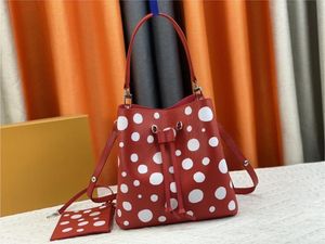 5A Women's Designer Drawstring Bag YK Handbag Infinity Dots Embossed Monograms Pattern Bucket Bag With Pumpkin Charm