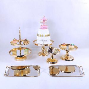 Bakeware Tools 1pc Wedding Cake Stand Set Gold Mirror Metal Cupcake Beautiful Tray dessert Display Decoration