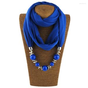 Eşarp Kadın Moda Neckerchief Yüzük Eşarp Kolyeleri Boncuklar Düz Renk Takı Şalları W729