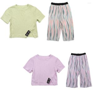 Roupas conjuntos de roupas para meninas roupas crianças moda moda de manga curta Mosquito calças 2pcs combina com fantasia causal infantil