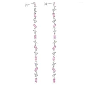 Brincos de tachas ouro rosa e prata com borla gota longa CZ gota pendente para mulheres 110 mm