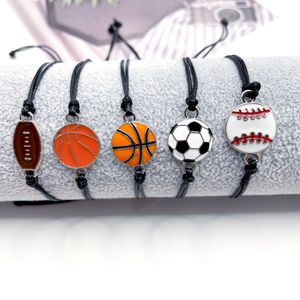 Bulkpris sätt tråd handvävd boll charm armband baseball fotboll basketlag fan hand rep armband smycken gåva