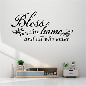 Bless This Home And All Who Enter Wandaufkleber mit Zitaten, Heimdekoration, Vinyl-Wandaufkleber, Wohnzimmer, Familienzitate, Sprüche-Aufkleber