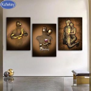 Ścieg 3d miłość Tryptych diamentowy haft metalowa figura Statua sztuka obraz rytonu Diamond Painting Cross Sters Decor