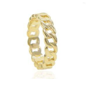 Cluster Rings 925 Sterling Silver Hiphop Luxury Fashion Ring Size 5 6 7 8 9 Wholesale Gold Color Miami Cuban Link Chain Women Boy Jewelry