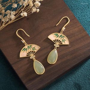 Dangle Earrings Jade Water Droplet Women Gemstones Drop彫刻925シルバーナチュラルデザイナータリスマンジュエリーラグジュアリーヴィンテージファッション