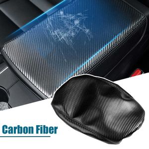 Yükseltme Karbon fiber otomobil merkezi konsol kol dayama kutusu yastık mat pedi kapak otomatik kol tabakaları depolama kutusu tesla 3 y için kapak pedi koruma