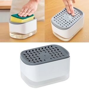 Flytande tvåldispenser tvåldispenser och skåltvättmedel svamp inkluderade 3 i 1 skumpumpflaskor Sanitizer Holder Sponge Stand Dish Dispenser Badrum 230605