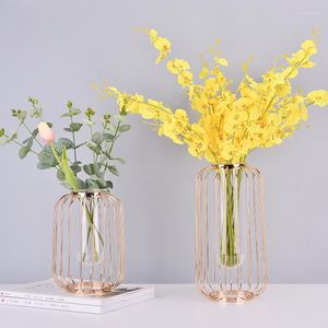 Wazony żelaza sztuka szklana wazon hydroponiczny lampion kształt kwiatowy home akcesoria dekoracji ślubnej