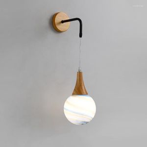 Wall Lamps Japanese Style Lamp Bedroom Bedside Living Room Aisle Corridor Modern Minimalist Creative Planet Hanging Bracket Light