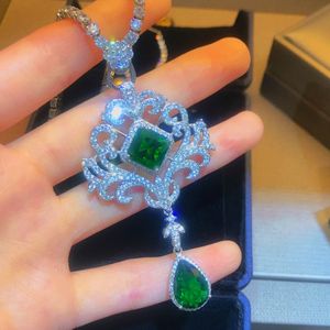 Vintage Chocker Necklace Emerald 100% Real 925 Sterling Silver Party Wedding Pendants Necklaces For Women Engagement Jewelry