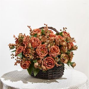 Dekorativa blommor 30 cm rosrosa Silk Peony Artificial Bouquet 5 Big Head och 4 knopp högkvalitativ falsk för hembröllopsdekoration