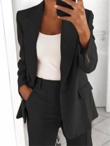 2023 New Women 's Suits Blazers 통근 가을 우아한 사무실 블레이저 여성 블랙 재킷 여성 대형 메일러 펨 메인 빈티지 코트