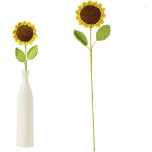 Fiori decorativi Uncinetto Girasole Sole eterno Decorazioni fatte a mano Bouquet artificiale Regalo per la casa lavorato a maglia